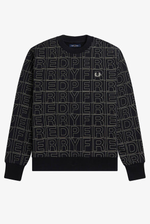 Fred Perry Spellout Graphic Sweater Black Champagne