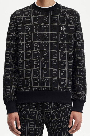 Fred Perry Sweater Spellout Graphic Black