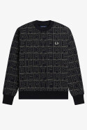 Fred Perry Spellout Graphic Sweater Black Champagne