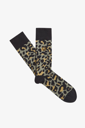 Fred Perry Socks Leopard Print Black