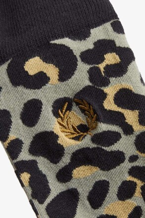 Fred Perry Socks Leopard Print Black
