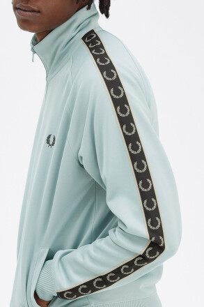 Fred Perry Track Jacket Contrast Tape Silver Blue