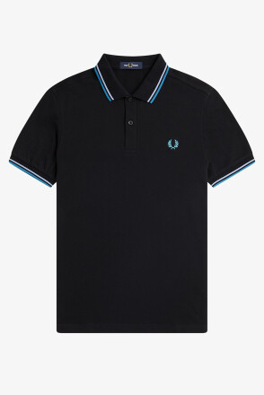 Fred Perry Polo Shirt Twin Tipped Black Light Smoke