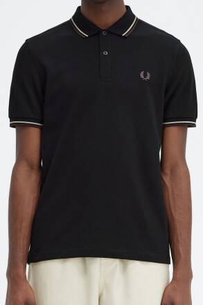 Fred Perry Polo Shirt Twin Tipped Black Warm Grey
