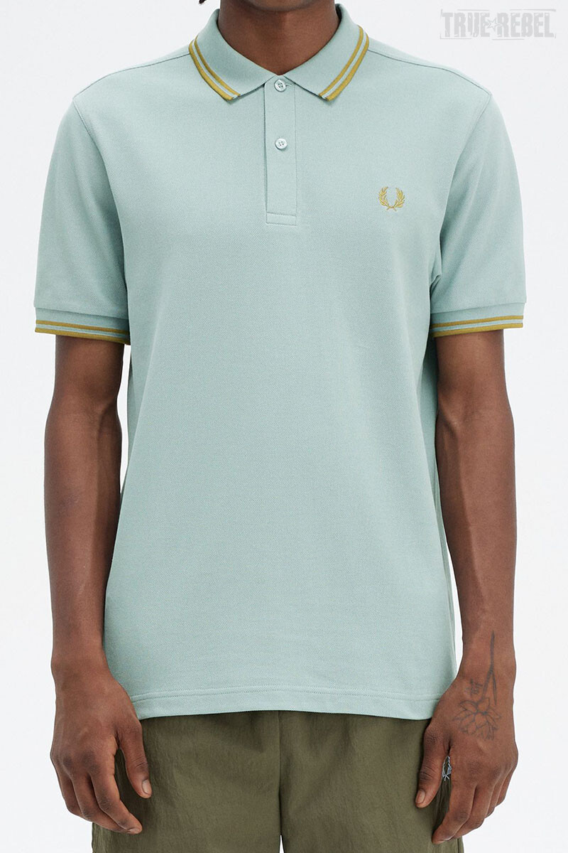 Fred Perry Polo Shirt Twin Tipped Silver Blue