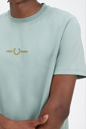 Fred Perry T-Shirt Embroidered Silver Blue