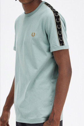 Fred Perry Ringer T-Shirt Contrast Tape Silver Blue
