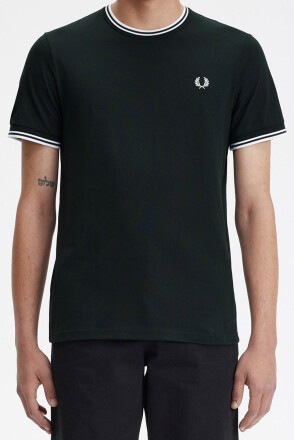 Fred Perry T-Shirt Twin Tipped Nightgreen Snow White