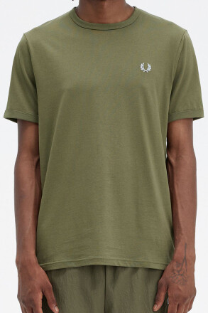 Fred Perry Ringer T-Shirt Uniform Green
