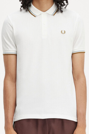 Fred Perry Polo Shirt Twin Tipped Snow White Silver Blue