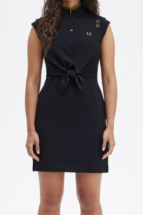 Fred Perry Dress Tie Front Pique Black