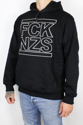 True Rebel Oversized Hoodie FCK NZS Outline Black