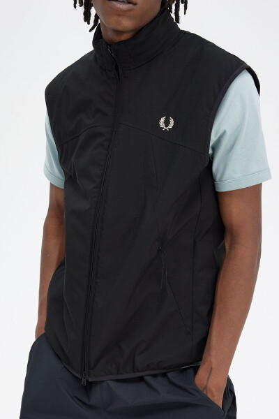 Fred Perry Zip Through Gilet Black White