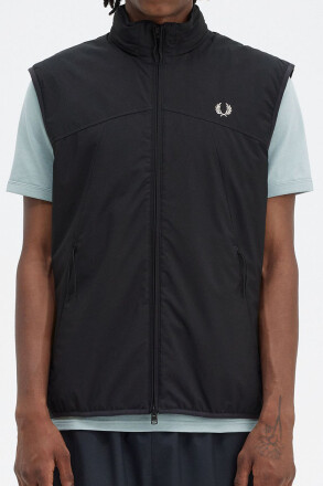 Fred Perry Zip Through Gilet Black White