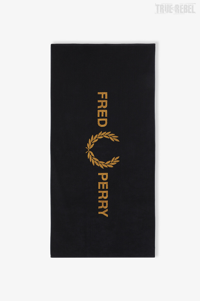 Fred Perry Beach Towel Black Dark Caramel