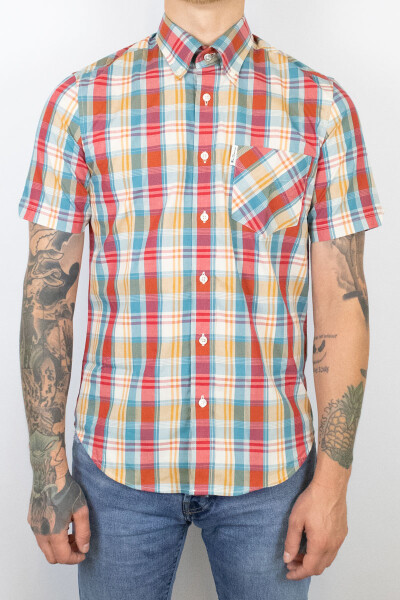 Ben Sherman Shirt Gingham Overcheck Kingfisher