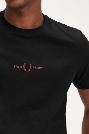Fred Perry T-Shirt Embroidered Black Whiskey Brown