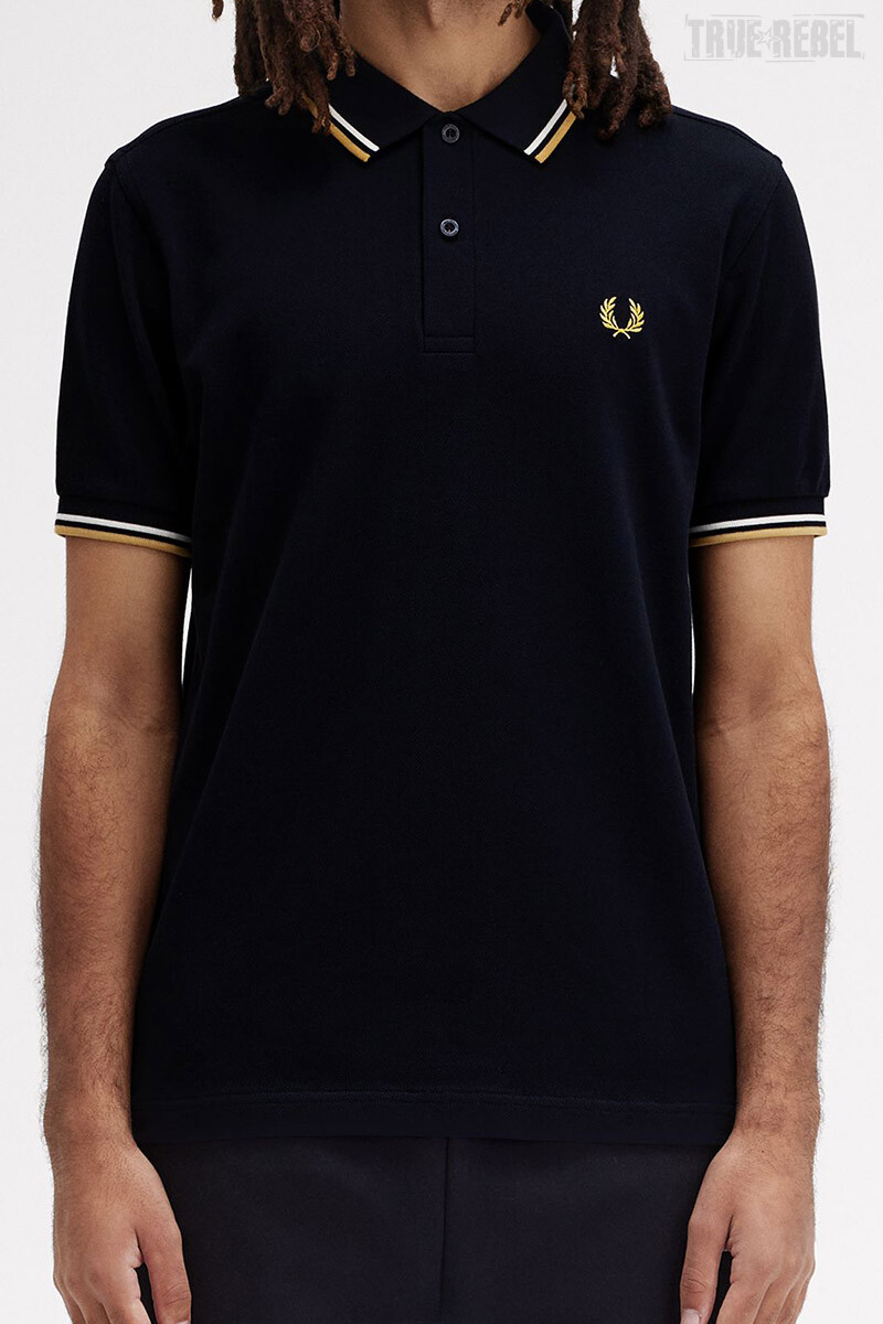 Fred Perry Twin Tipped Polo Shirt Navy Ecru