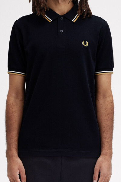 Fred Perry Polo Shirt Twin Tipped Navy Ecru