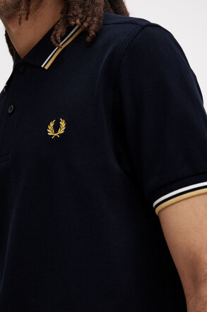 Fred Perry Twin Tipped Polo Shirt Navy Ecru L