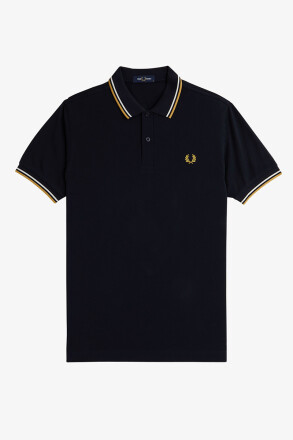 Fred Perry Twin Tipped Polo Shirt Navy Ecru L