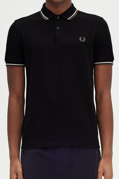Fred Perry Twin Tipped Polo Shirt Black Ecru