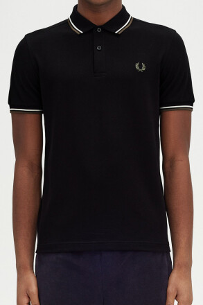 Fred Perry Twin Tipped Polo Shirt Black Ecru