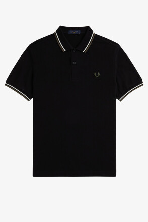 Fred Perry Twin Tipped Polo Shirt Black Ecru
