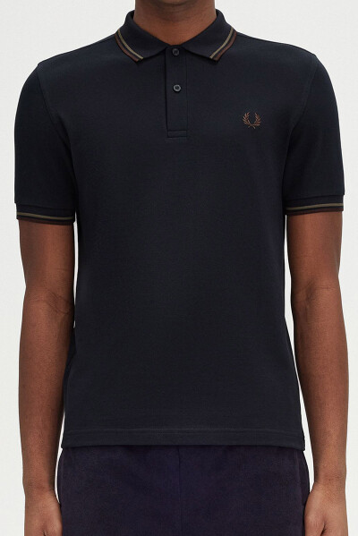 Fred Perry Polo Shirt Twin Tipped Navy Wreath Green