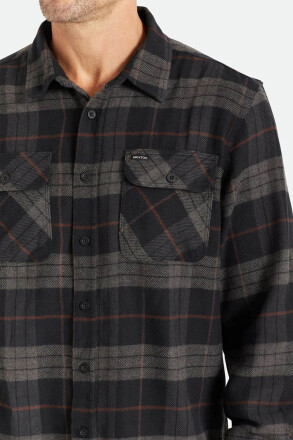 Brixton Flannel Shirt Bowery Black Charcoal