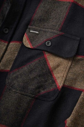 Brixton Bowery Flannel Shirt Heather Grey Charcoal