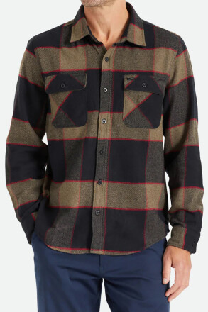 Brixton Flannel Shirt Bowery Heather Grey Charcoal