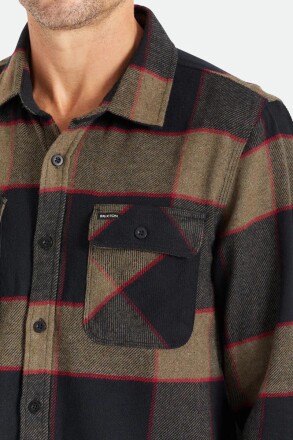 Brixton Flannel Shirt Bowery Heather Grey Charcoal