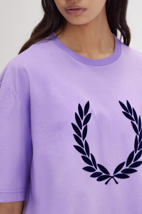 Fred Perry Ladies Flocked Laurel Wreath T-Shirt Ultra Violet