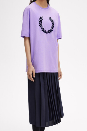 Fred Perry Ladies Flocked Laurel Wreath T-Shirt Ultra Violet