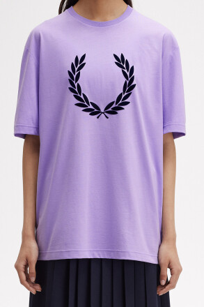 Fred Perry Ladies T-Shirt Flocked Laurel Wreath Ultra Violet