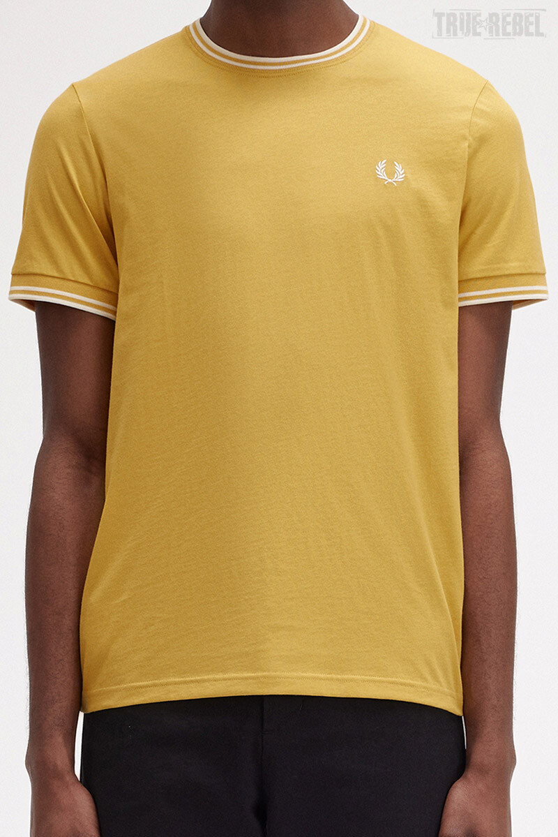 Fred Perry T-Shirt Twin Tipped Honeycomb Ecru