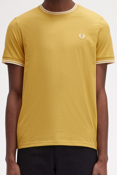 Fred Perry T-Shirt Twin Tipped Honeycomb Ecru