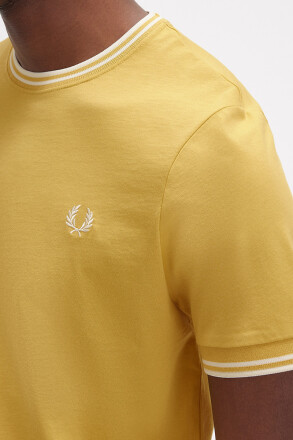 Fred Perry T-Shirt Twin Tipped Honeycomb Ecru