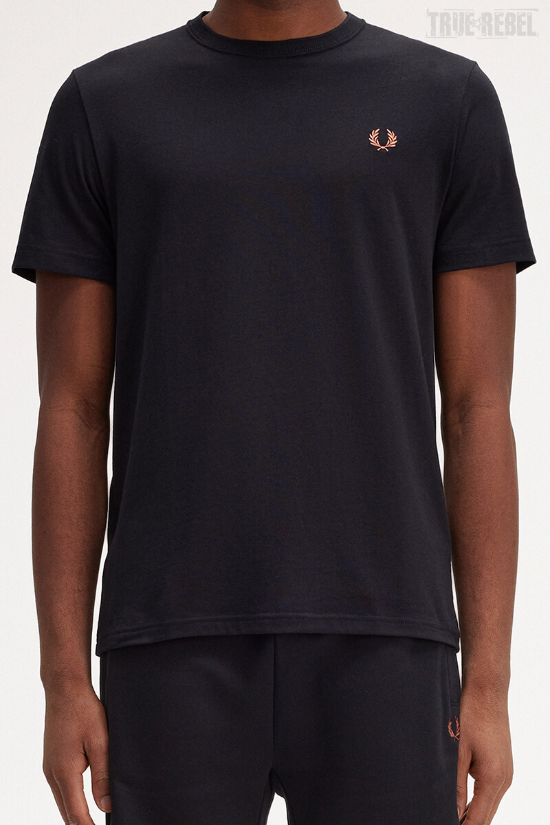 Fred Perry T-Shirt Crew Neck Black Whiskey Brown