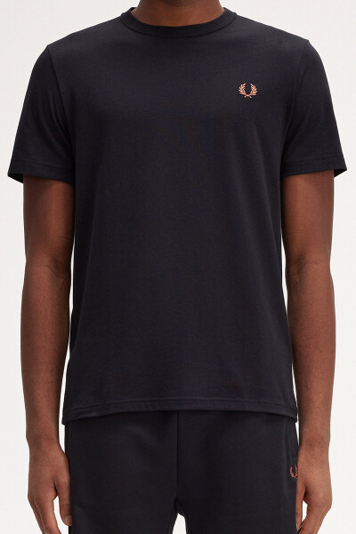 Fred Perry T-Shirt Crew Neck Black Whiskey Brown