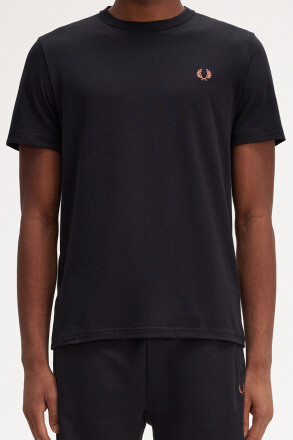 Fred Perry T-Shirt Crew Neck Black Whiskey Brown