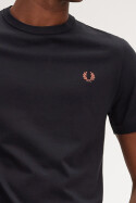 Fred Perry T-Shirt Crew Neck Black Whiskey Brown