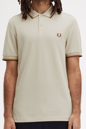 Fred Perry Polo Shirt Twin Tipped Oatmeal Honeycomb