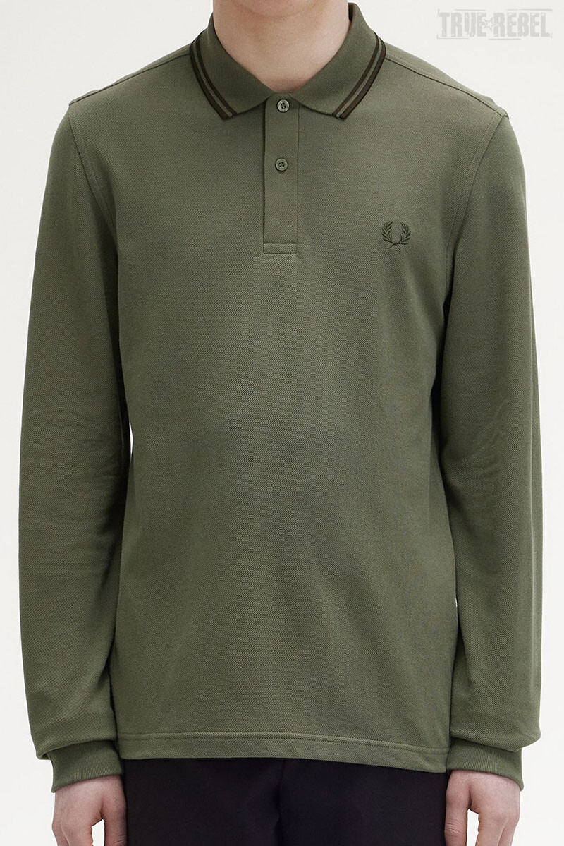 Fred Perry Twin Tipped Longsleeve Polo Shirt LW Green