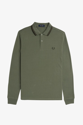 Fred Perry Longsleeve Polo Twin Tipped Wreath Green