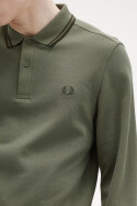 Fred Perry Longsleeve Polo Twin Tipped Wreath Green