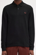 Fred Perry Longsleeve Polo Plain Black Whiskey Brown