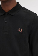 Fred Perry Longsleeve Polo Plain Black Whiskey Brown