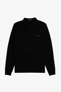 Fred Perry Longsleeve Polo Plain Black Whiskey Brown